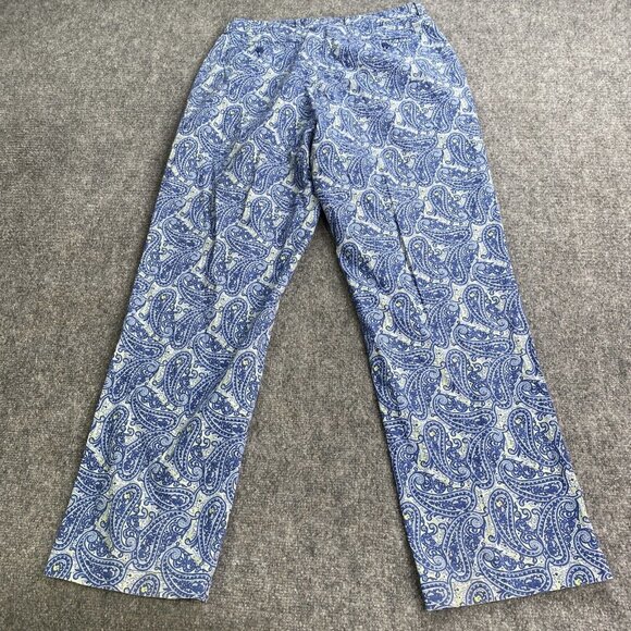 Vtg Tommy Hilfiger Pants Women's 31x30 Blue Paisley Boho Retro Y2K Lightweight - Picture 11 of 12